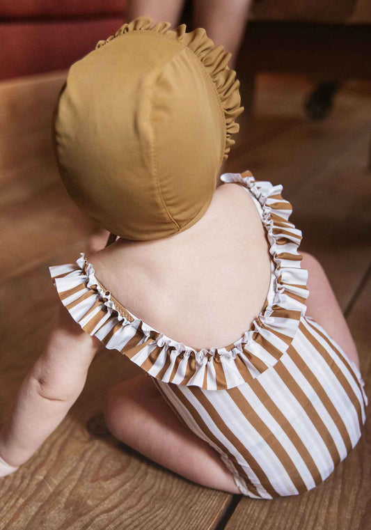 maillot de bain enfant anti uv volant une piece rayure fille bebe enfant beguinpetits kiwis