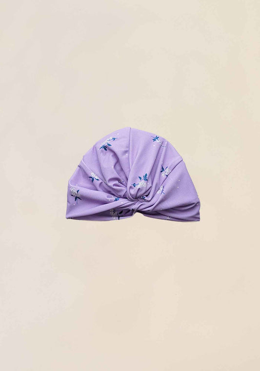 turban anti uv enfant fille bebe bonnet de bain lilas violet fleur petits kiwis